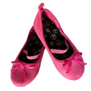 Girls' Flat Pink Fussy/Suede Skid-Resistant Sz 10